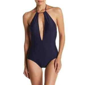Ted Baker Small Halter Swimsuit Pikaa One Piece Navy Blue Bathing Suit NWT $149